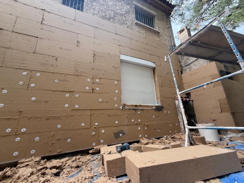 Isolation façade Ite fibre de bois Chantier Marseille 